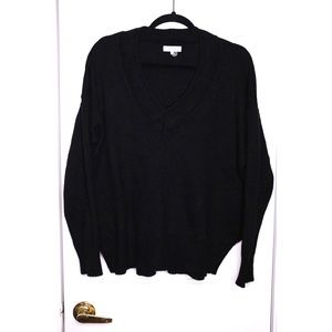 1.STATE Oversized V-Neck Knit Sweater Black EUC